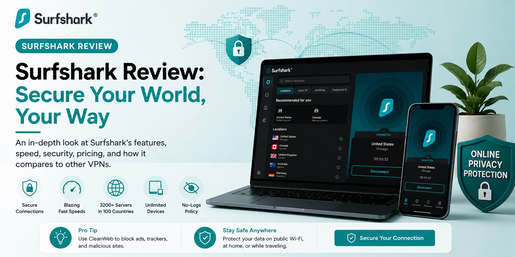 Surfshark VPN review 2026 – unlimited device protection, business security, and remote team VPN for small business