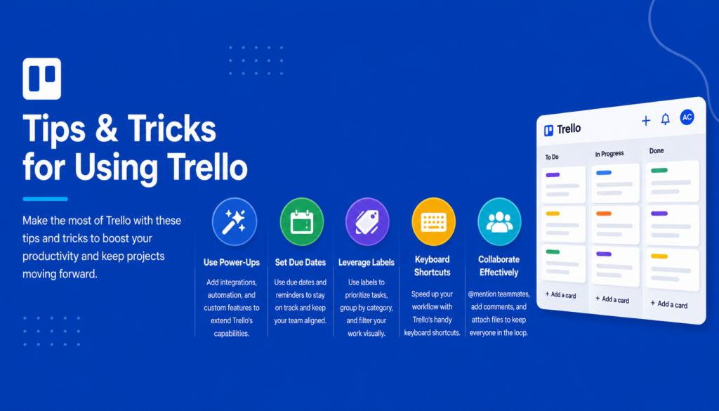 Trello review for small business showing Kanban board with task cards, project lists, and team workflow management dashboard
