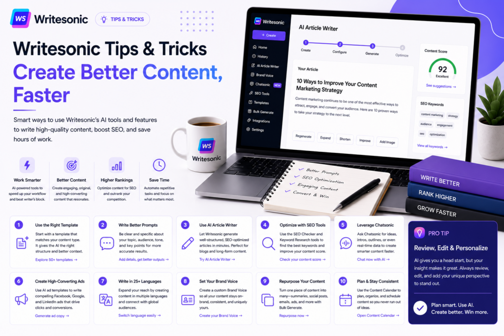 Writesonic review 2026 – AI writing tool pricing, SEO content generation, and free plan for small business