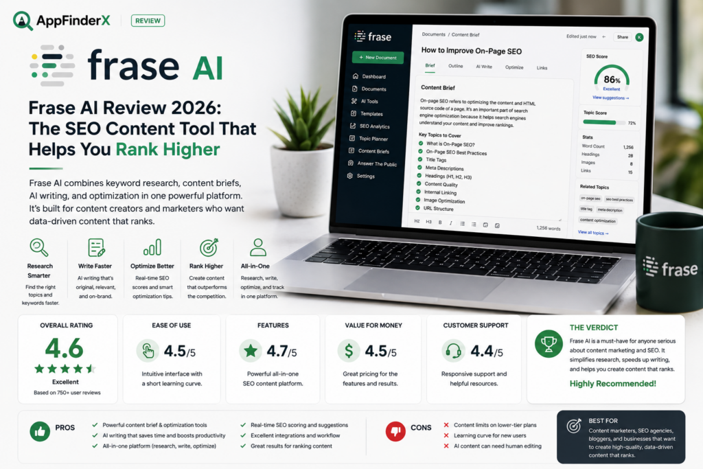 Frase review 2026 – SEO content optimization pricing, AI content briefs, and GEO visibility tracking for small business