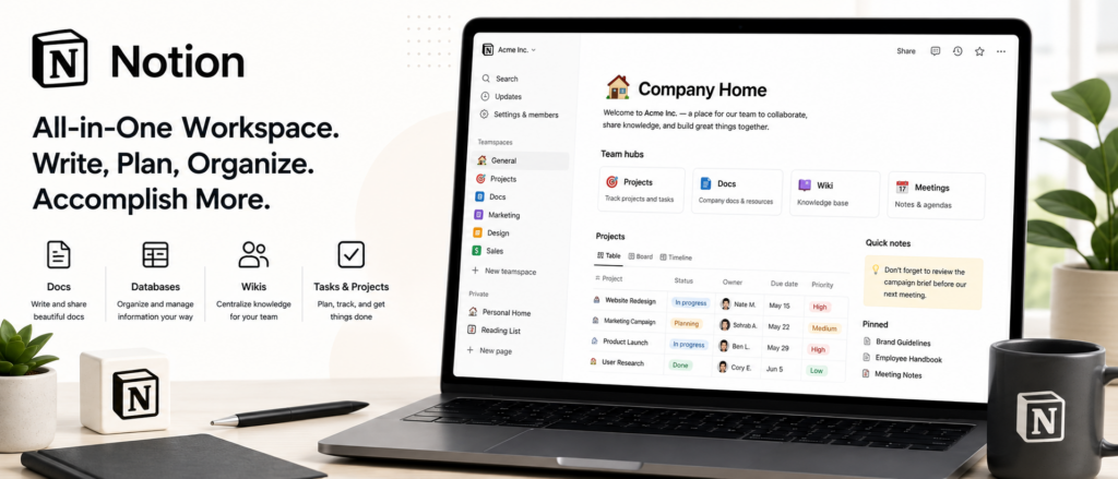 Notion review 2026 – pricing plans, database features, and all-in-one workspace software for small business teams