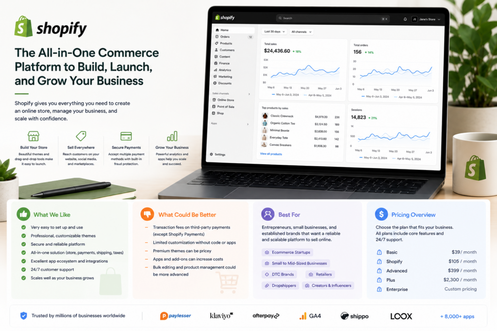 Shopify review – ecommerce platform pricing, app store, and online store builder features for small business