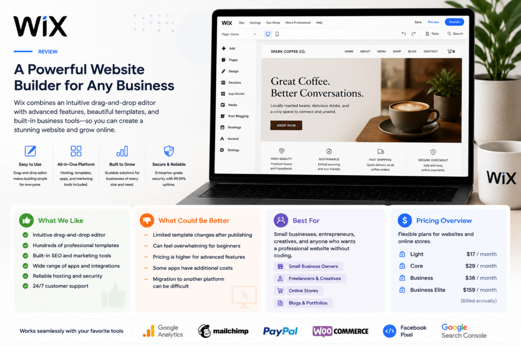 Wix review – website builder pricing, ecommerce features, and design tools for small business online stores