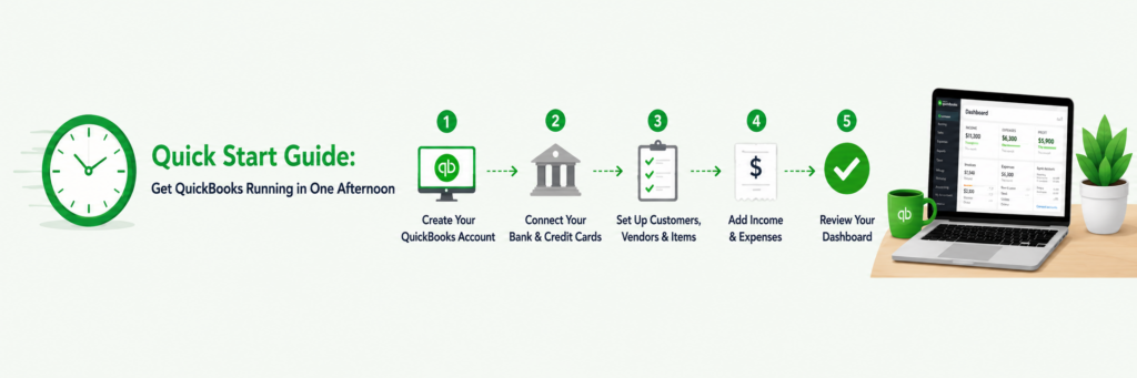 Quick Start Guide: Get QuickBooks Running in One Afternoon quickbooks review, quick start guide, tricks and tips for success
