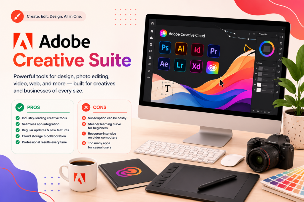 Adobe Creative Cloud review, Adobe Creative Cloud pricing, Photoshop pricing, Illustrator pricing, Adobe Creative Cloud vs Figma, Creative Cloud All Apps, Adobe Firefly AI, graphic design software for small business, Adobe subscription cost, Creative Cloud alternatives